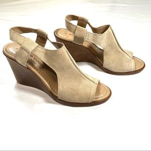 Barbara Barbieri suede wedge sandals tan womens 8 NEW